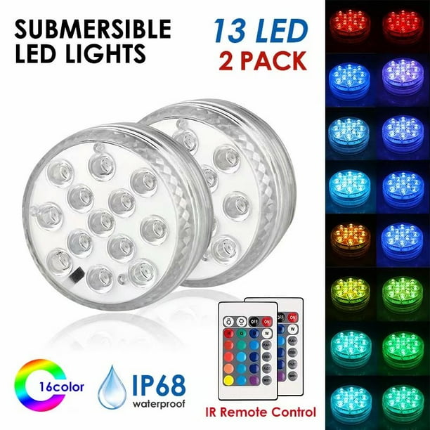 2 Pack Submersible LED Lights with Remote,IP68 Waterproof Underwater Pond Fountain Pool Lights,Super Bright Decorative LED Lights for Christmas Halloween Holiday Birthday Party Event Lantern 2 Pack Submersible LED Lights with Remote,IP68 Waterproof Underwater Pond Fountain Pool Lights,Super Bright Decorative LED Lights for Christmas Halloween Holiday Birthday Party Event Lantern